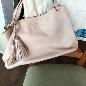 Tori Burch Thea Center Zip Pebbled Leather Tote
